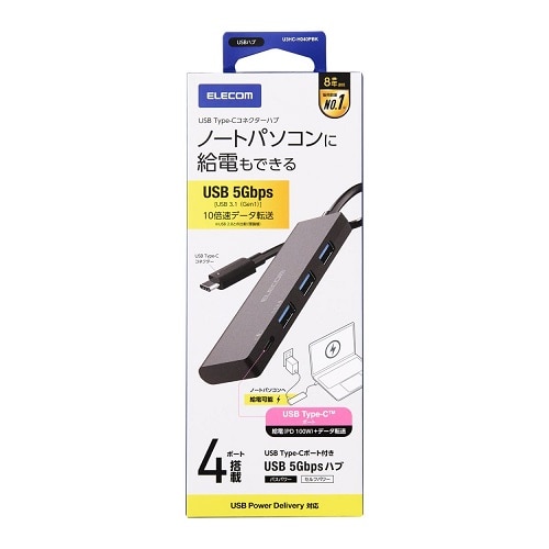 GR USB Type-C 4|[g USB 5Gbpsnu(USB PDΉ) U3HC-H040PBK