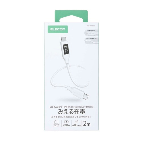 �G���R��&nbsp;�d�̓f�B�X�v���C�t���P�[�u��(USB-C - USB-C/240W/�Ȃ߂炩)&nbsp;MPA-CCW20WH