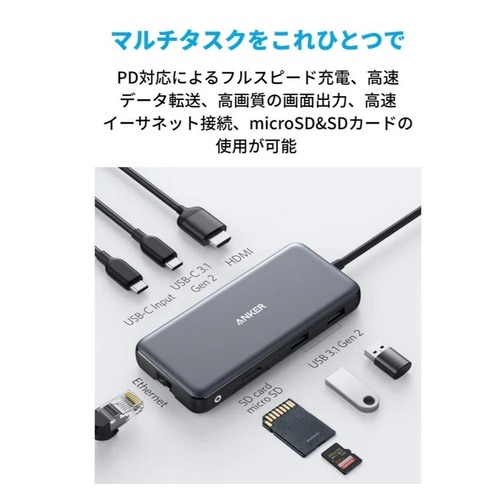 ANKER&nbsp;PowerExpand 8-in-1 USB-C PD 10Gbps �f�[�^ �n�u&nbsp;A8383NA1