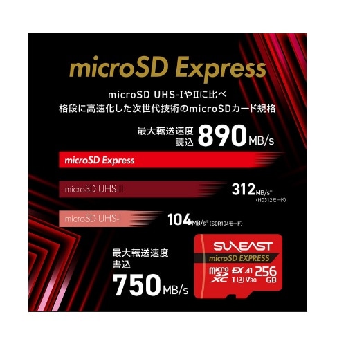 SUNEASTiTC[Xgj microSD Express Card SE-MSE256G20P1F