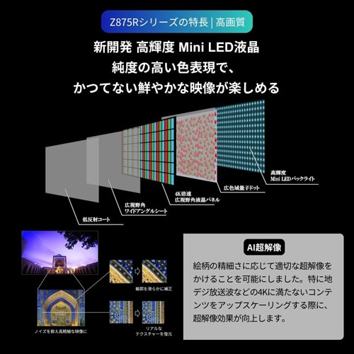 REGZAiOUj 55V^@4K`[i[ter@^CVtg}V4K Mini LEDtOU Z8 series Z875R 55Z875R
