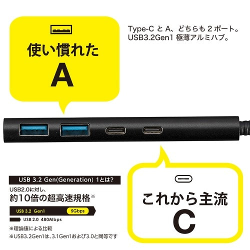 iJoV USB3.2Gen1Type-C4|[g(Cx2/Ax2)A~nu UH-C3364SL