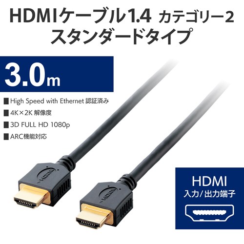 エレコム HDMIケーブル/1.4/イーサネット対応/3m エレコム HDMIケーブル/1.4/イーサネット対応/3m