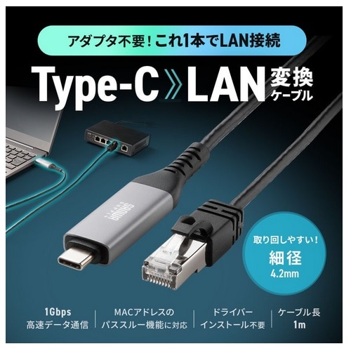 TTvC USB Type-C LANϊP[uiGigabitΉj KB-SL6CLAN01BK
