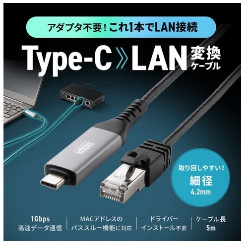 TTvC USB Type-C LANϊP[uiGigabitΉj KB-SL6CLAN05BK
