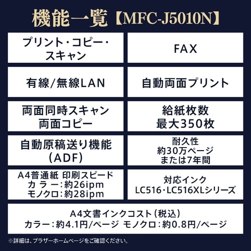 brother�i�u���U�[�j&nbsp;A4��e�ʃC���N�W�F�b�g�����@&nbsp;MFC-J5010N