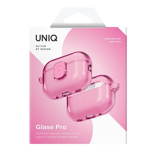 UNIQij[Nj AirPods Pro 3pP[X@Glase Pro  Protective Clear Case with Clasp Lock UNIQ-AIRPODSPRO3-GLSPCPNK