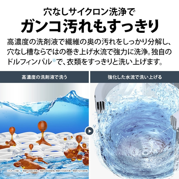 SHARP（シャープ） タテ型洗濯乾燥機 穴なし槽シリーズ｜ES-TX8L-W