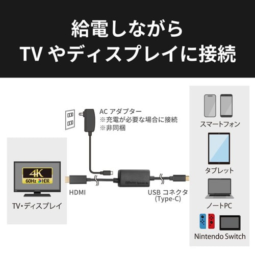 ���g�b�N�V�X�e��&nbsp;USB Type-C to HDMI�ϊ��P�[�u�� �iPD�Ή��E2m�j&nbsp;RS-UCHD4K60-2M