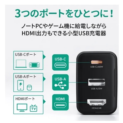 AUKEYiI[L[j 3in1 HDMI USB-C[d PA-H60-BK