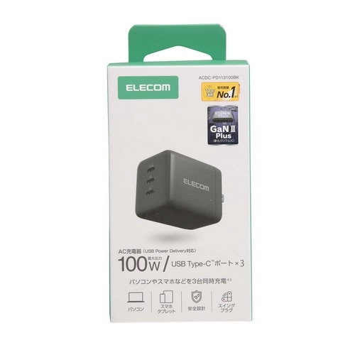 GR USB Power Delivery 100W AC[d(C×3) ACDC-PD113100BK