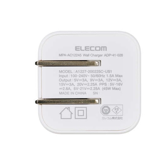 �G���R��&nbsp;USB Power Delivery 45W AC�[�d��(C×1)&nbsp;MPA-AC12245WH