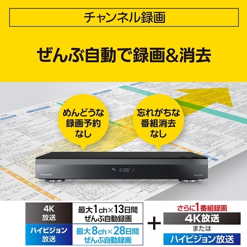 Panasonic（パナソニック） ブルーレイディスクレコーダー 4Kチューナー内蔵 全自動ディーガ｜DMR-4X1002｜[通販]ケーズデンキ