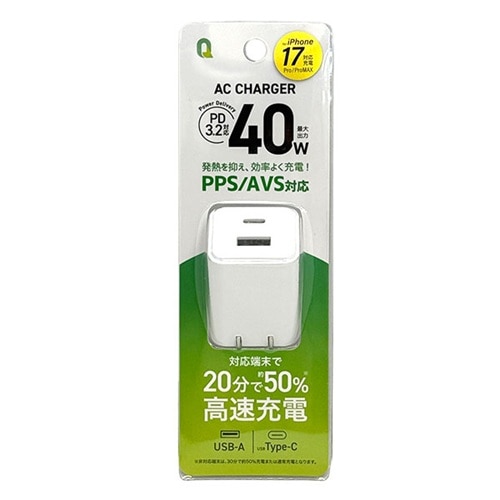 �N�I���e�B�g���X�g�W���p��&nbsp;2�|�[�gAC�[�d��@USB-A�{Type-C&nbsp;QU-0204WH