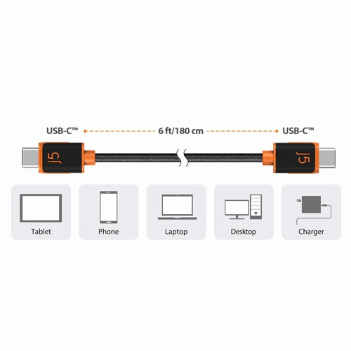 j5 create USB-C to C [d/ʐMP[u PD 60WΉ 1.8m JUCX24