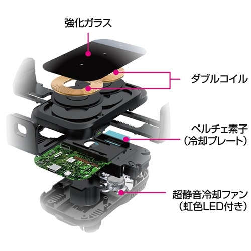 カシムラ 自動開閉式 ワイヤレス充電ホルダー 冷却機能 吸盤取り付け