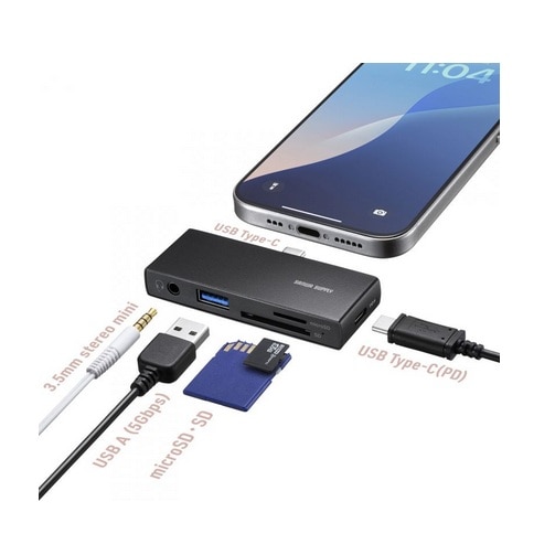 �T�����T�v���C&nbsp;USB 5Gbps Type-C �J�[�h���[�_�[�iUSB 2�|�[�g���ځj&nbsp;ADR-5TCSDP3BK