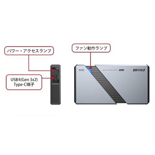 バッファロー（Buffalo） 外付けSSD SSD-PEU4Aシリーズ｜SSD-PE1.0U4