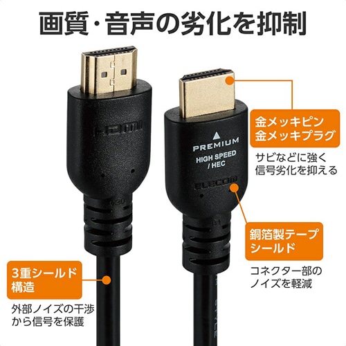 エレコム プレミアムハイスピードHDMI(R)ケーブル 3.0m｜CAC-HDP30BK2｜[通販]ケーズデンキ