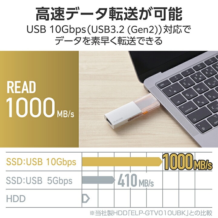 GR USB Type-C(TM)/USB-ARlN^[ΉOt|[^uSSD ESD-EWC0500GSV