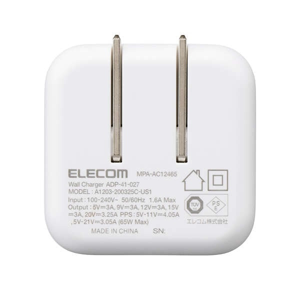 �G���R��&nbsp;USB Power Delivery 65W AC�[�d��(C×1)&nbsp;MPA-AC12465WF