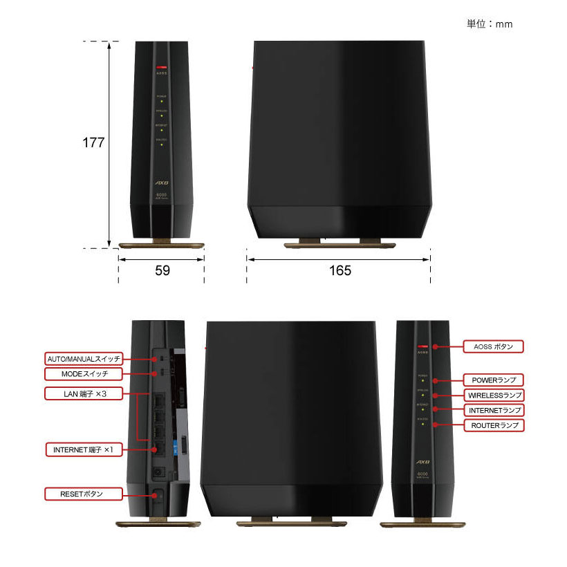 バッファロー（Buffalo） Wi-Fiルーター｜WSR-6000AX8-MB｜[通販