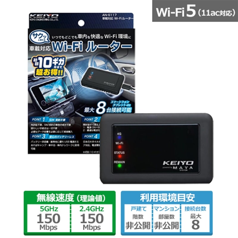 KEIYO&nbsp;�T�N�b�Ǝg����ԍڑΉ�Wi-Fi���[�^�[&nbsp;AN-S117