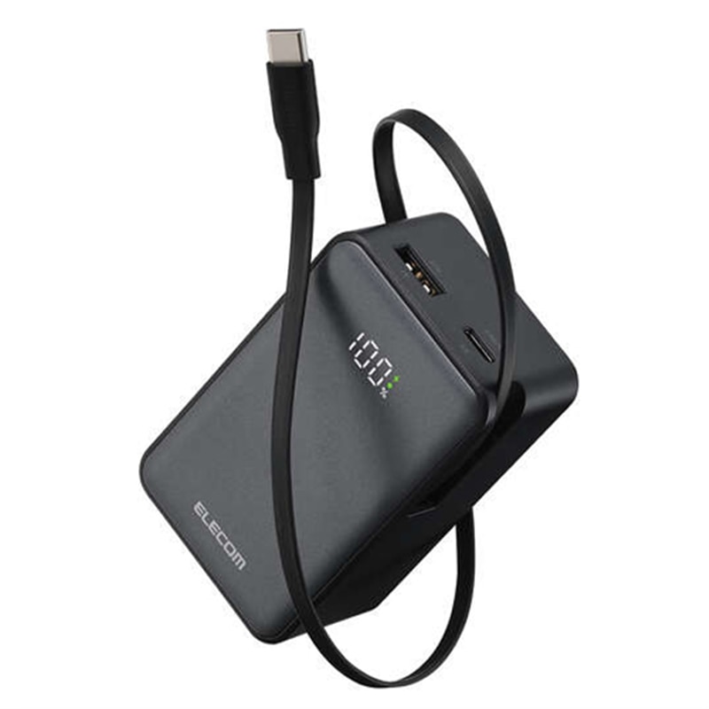 �G���R��&nbsp;������莮�P�[�u����̌^���o�C���o�b�e���[(10000mAh/22.5W)&nbsp;DE-C80L-10000BK