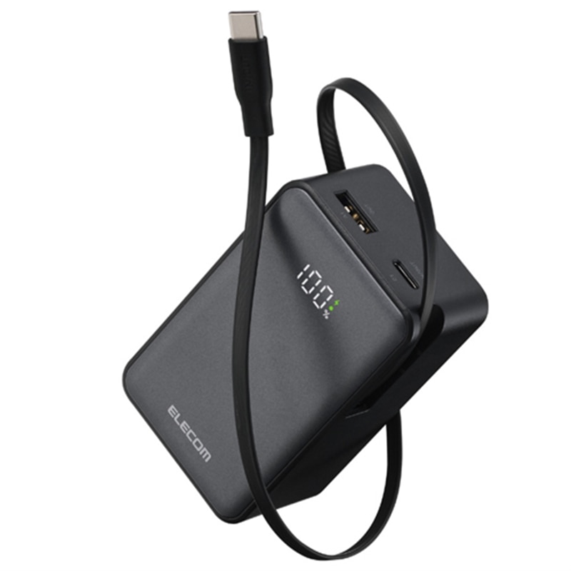 �G���R��&nbsp;������莮�P�[�u����̌^���o�C���o�b�e���[(10000mAh/45W)&nbsp;DE-C81L-10000BK