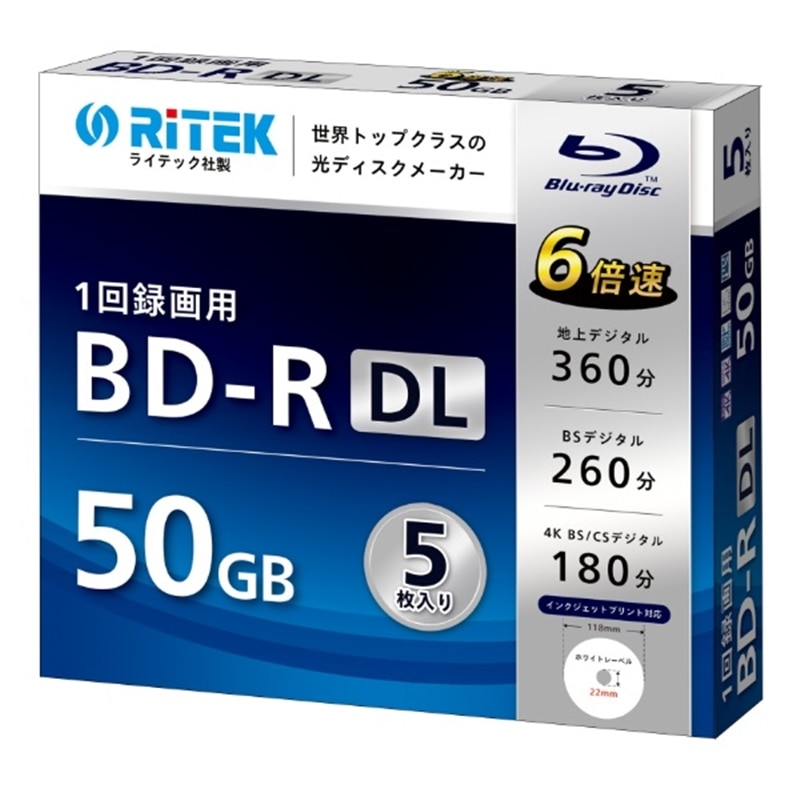 RITEK&nbsp;RITEK �^��p BD-R DL 5��&nbsp;RM-BD50R5SC