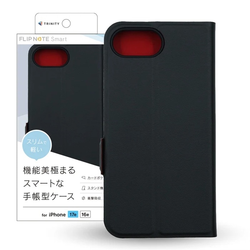 �g���j�e�B&nbsp;iPhone 17e/16e�Ή�  [Smart FlipNote] ���^�X�}�[�g�t���b�v�m�[�g�P�[�X&nbsp;TR-IP26S-FNS-LBK