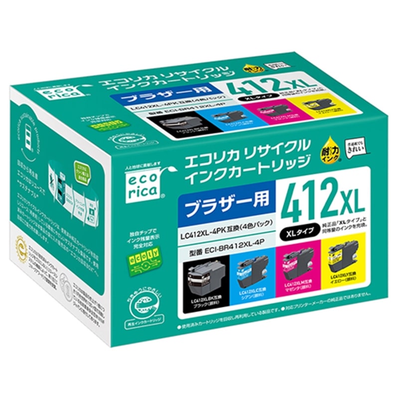 �G�R���J&nbsp;�u���U�[�p LC412XL-4PK �݊��i4�F�p�b�N�j���T�C�N���C���N�J�[�g���b�W&nbsp;ECI-BR412XL-4P