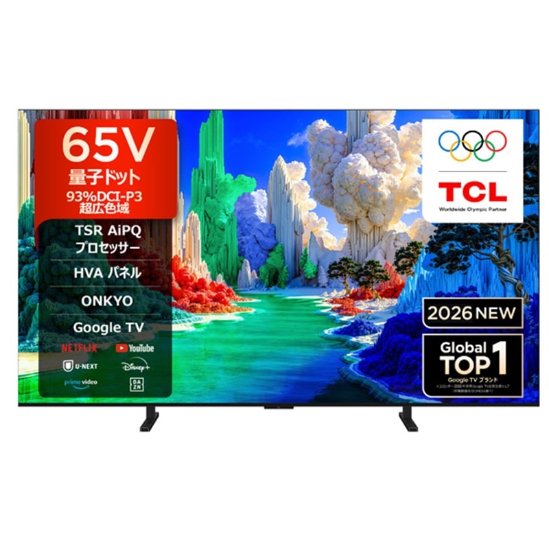 TCL&nbsp;65V�^�@4K�`���[�i�[�����t���e���r�@A400 Premium QLED TV�iGoogle TV�j&nbsp;65A400