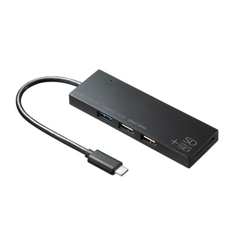 サンワサプライ ＵＳＢ Ｔｙｐｅ Ｃコンボハブ カードリーダー付き｜USB-3TCHC16BK｜[通販]ケーズデンキ