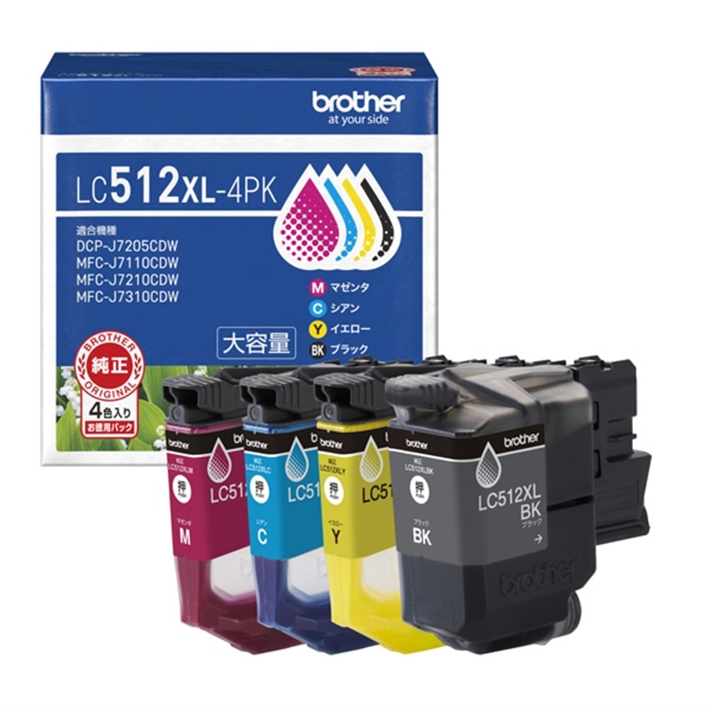 brother�i�u���U�[�j&nbsp;�����C���N�J�[�g���b�W 4�F�p�b�N ���ʃ^�C�v&nbsp;LC512XL-4PK