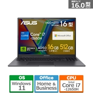 ASUS（エイスース） 16.0型 ASUS Vivobook 16X K3605ZU｜K3605ZU-I7R4050WS｜[通販]ケーズデンキ