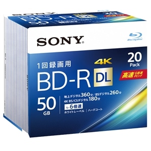 SONY（ソニー） 録画用ＢＤ－Ｒ ６倍速 ２層２０枚 ケース