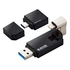 エレコム USBメモリ USB3.2(Gen1) 3in1｜MF-LGU3B256GBK｜[通販]ケーズデンキ