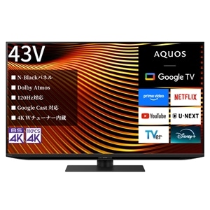 SHARP�i�V���[�v�j&nbsp;43V�^�@4K�`���[�i�[�����@�ʎq�h�b�g/mini LED�e���r�@AQUOS XLED�@X7A���C���iGoogle TV�j&nbsp;4T-43X7A