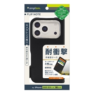 �g���j�e�B&nbsp;iPhone 17 Pro Max�p�@[FlipNote] �ϏՌ��t���b�v�m�[�g�P�[�X&nbsp;TR-IP25L3-FN-SHBK
