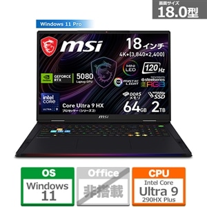 MSI�i�G���G�X�A�C�j&nbsp;18�^�Q�[�~���O�m�[�g�p�\�R���@Raider 18 Max HX A2W&nbsp;RAIDER18MHXA2WI-2630JP