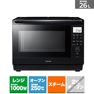 東芝（TOSHIBA） 角皿式スチームオーブンレンジ 石窯ドーム｜ER-D70C(K