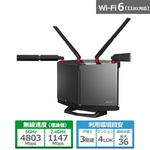 バッファロー WXR-6000AX12S/D Wi-Fi 6 無線LANルーターコメント失礼いたします